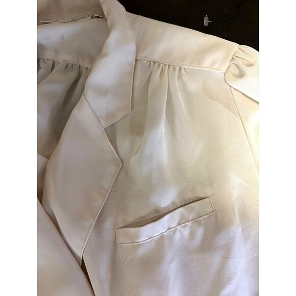 Vintage 90s Cream Donna Berns Silk Blouse With Button Cuffs Pleated Shoulders - Picture 4 of 7